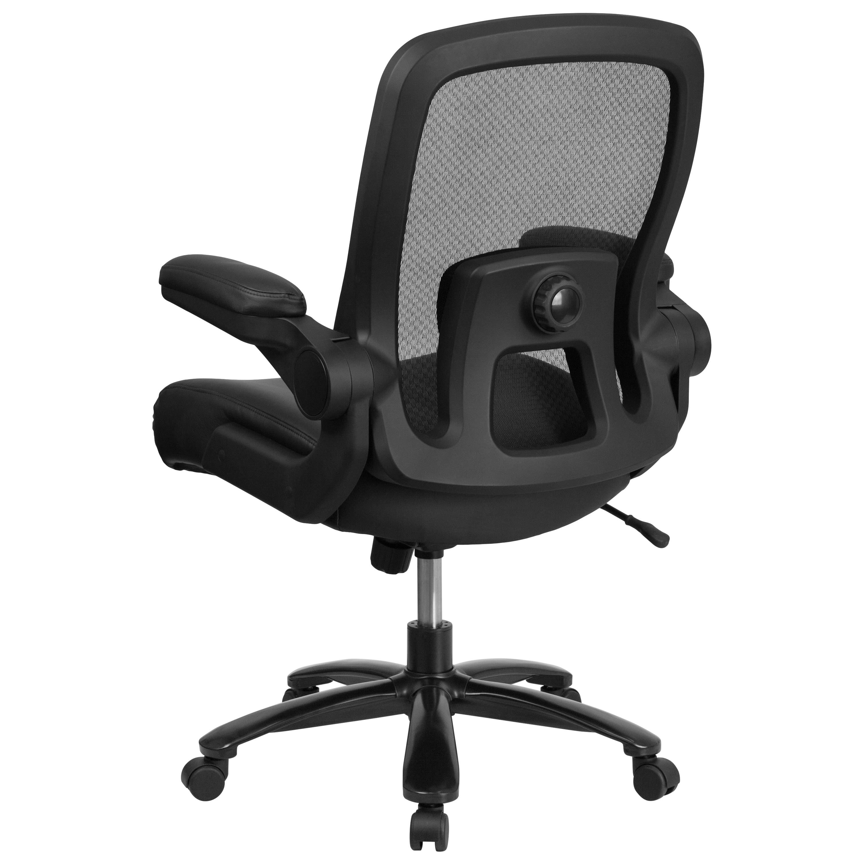 FLASH Hercules Series Big & Tall Mesh Executive Swivel Ergonomic Office Chair 500 lb Black LeatherSoft