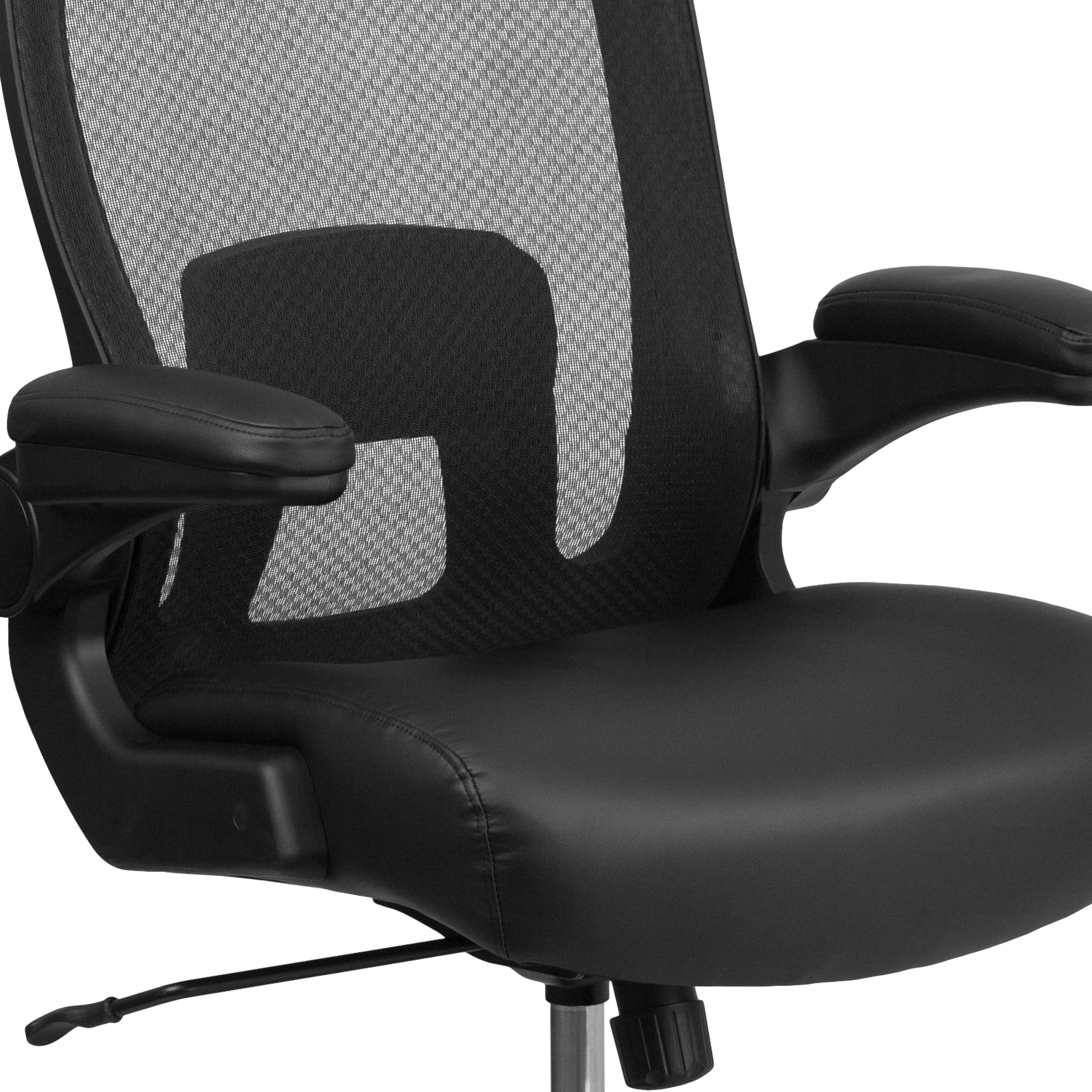 FLASH Hercules Series Big & Tall Mesh Executive Swivel Ergonomic Office Chair 500 lb Black LeatherSoft
