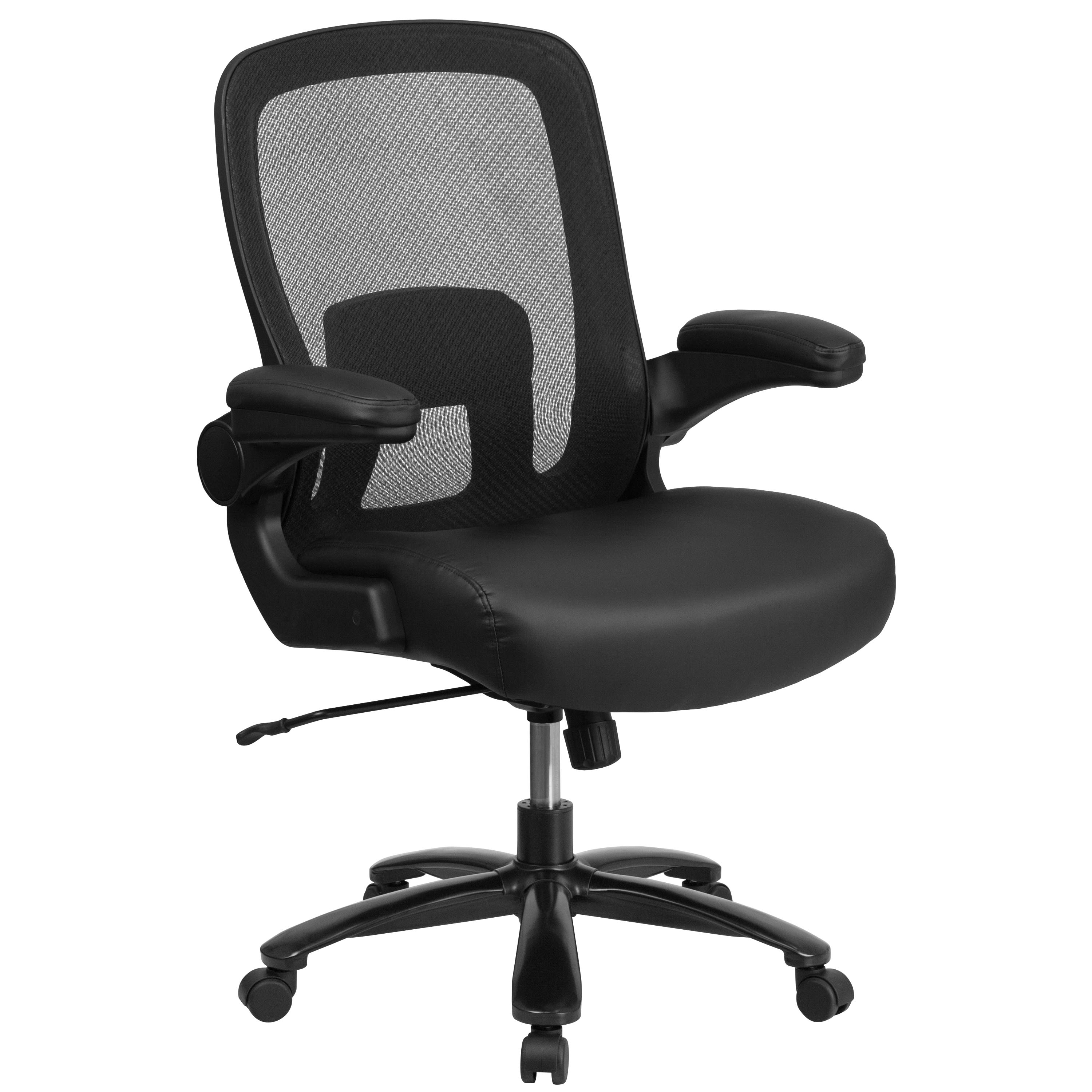 FLASH Hercules Series Big & Tall Mesh Executive Swivel Ergonomic Office Chair 500 lb Black LeatherSoft
