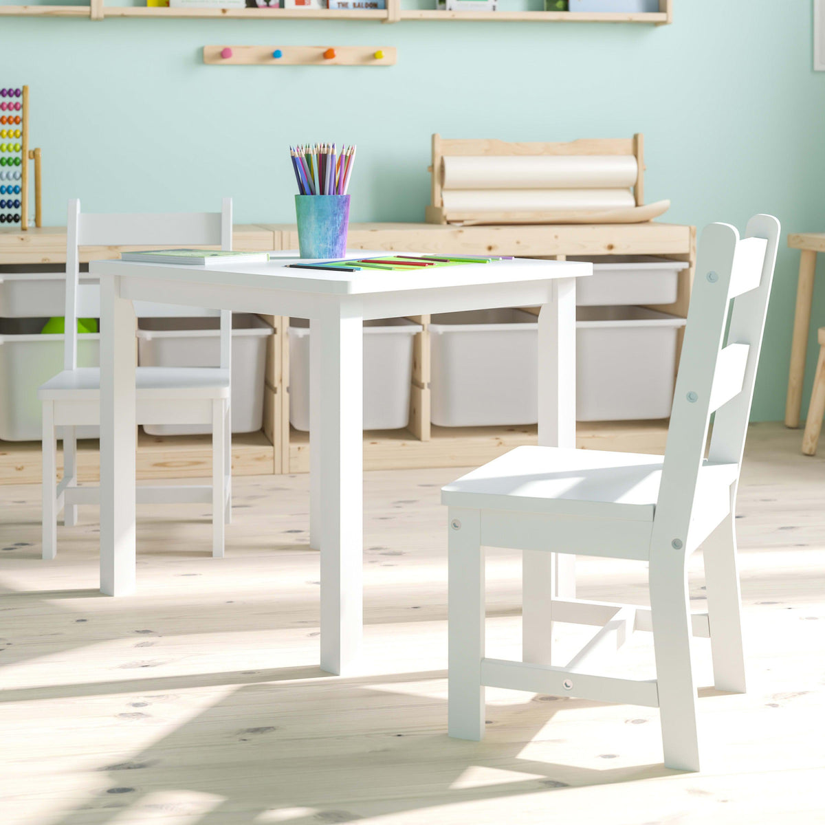FLASH Kids Solid Hardwood Table and Chair Set 3 Piece