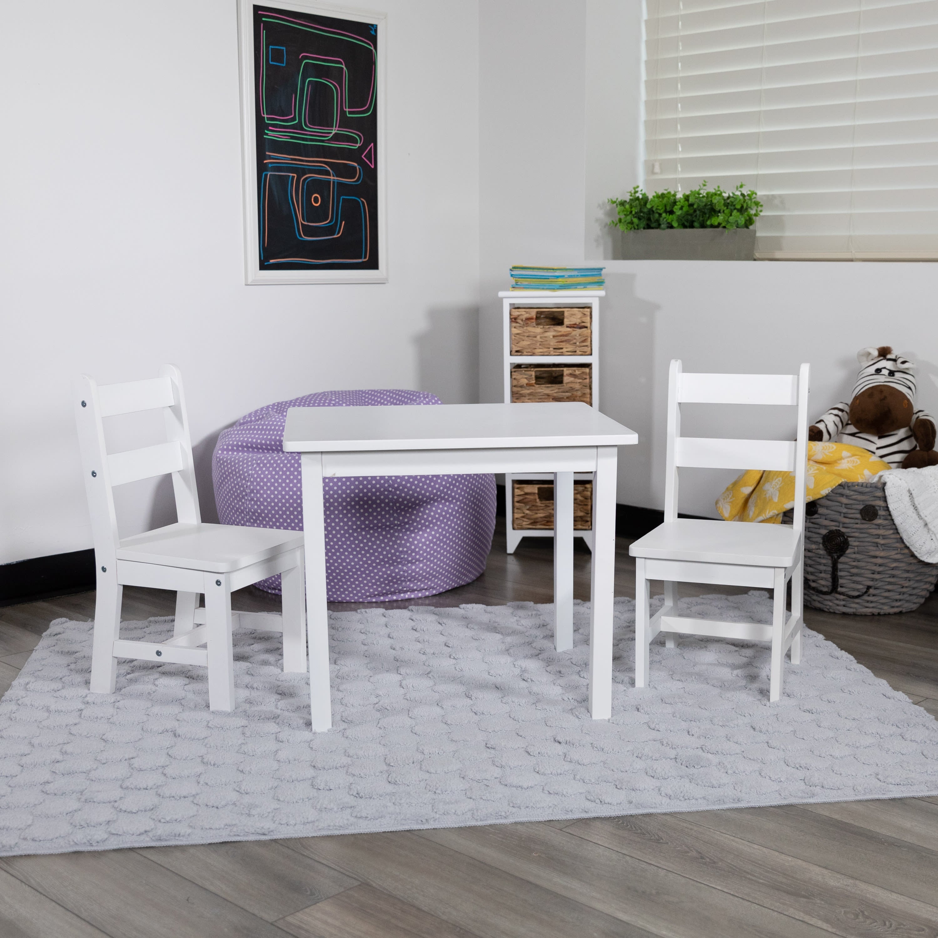 FLASH Kids Solid Hardwood Table and Chair Set 3 Piece