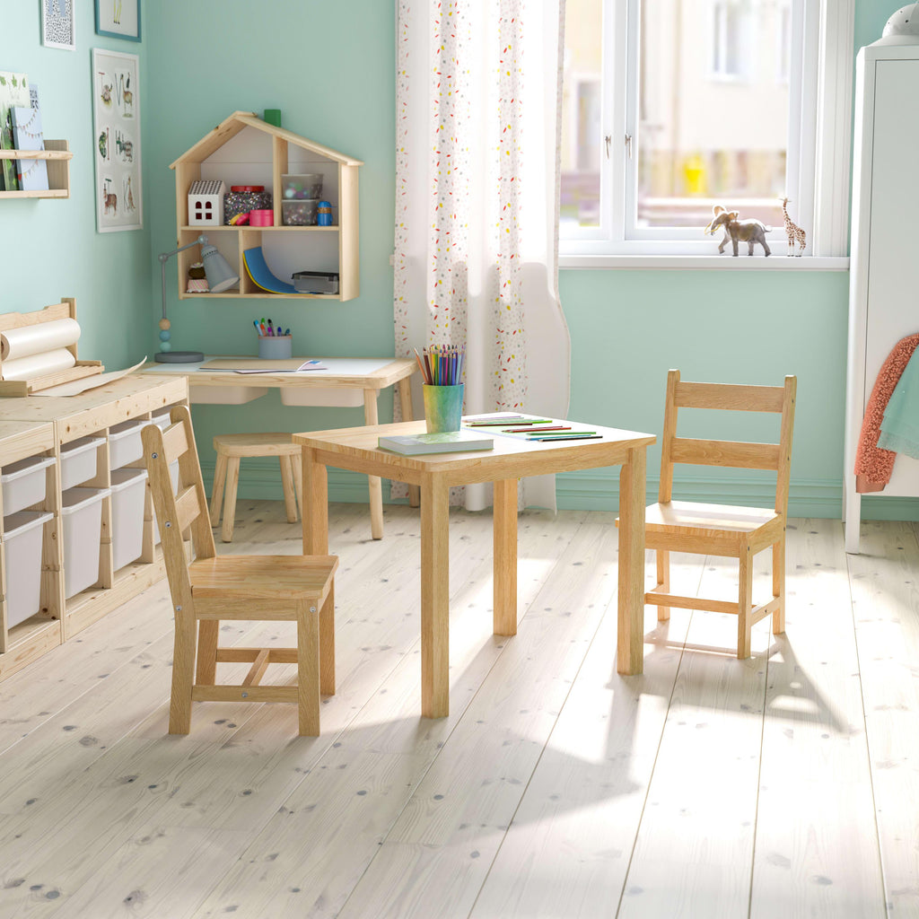 FLASH Kids Solid Hardwood Table and Chair Set 3 Piece
