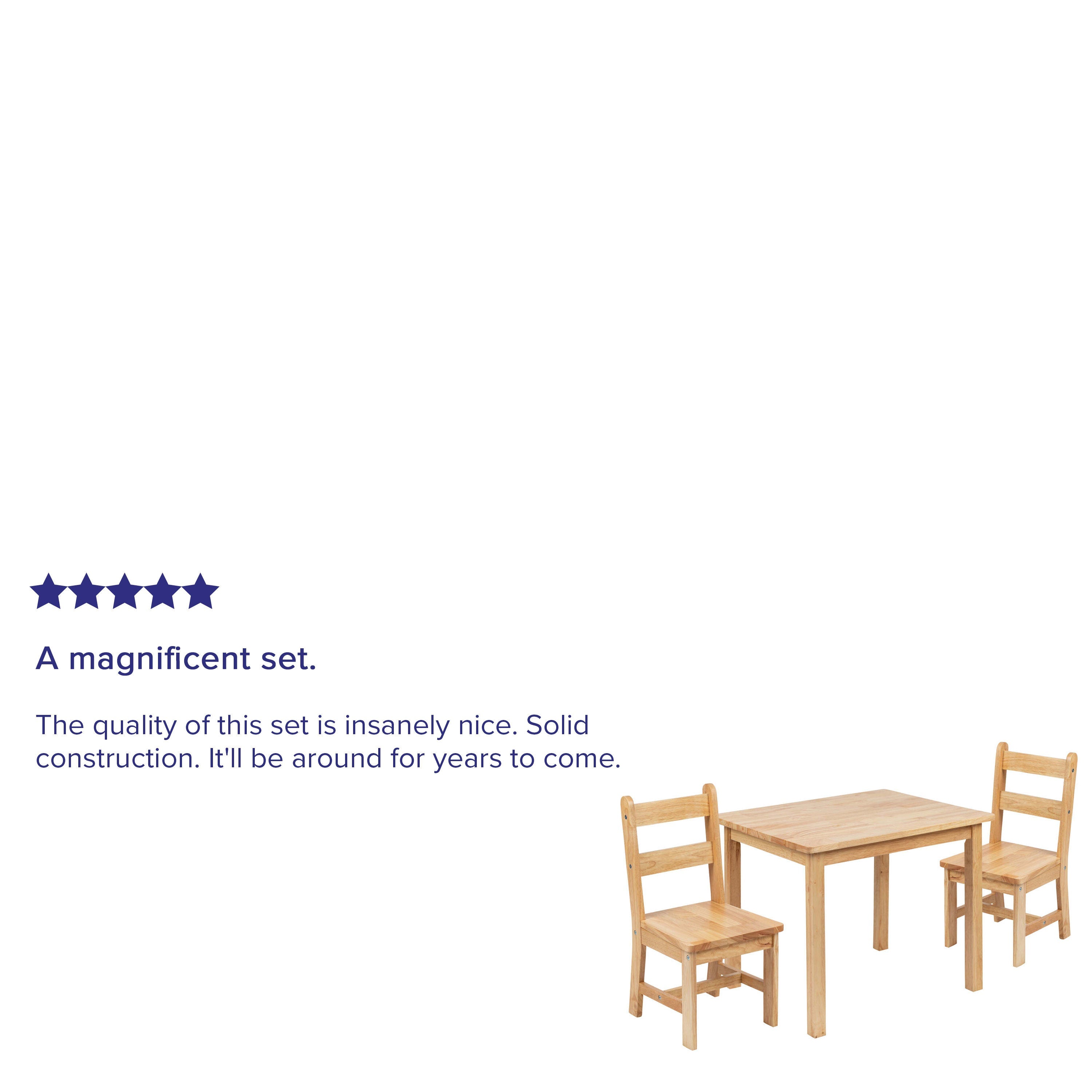 FLASH Kids Solid Hardwood Table and Chair Set 3 Piece