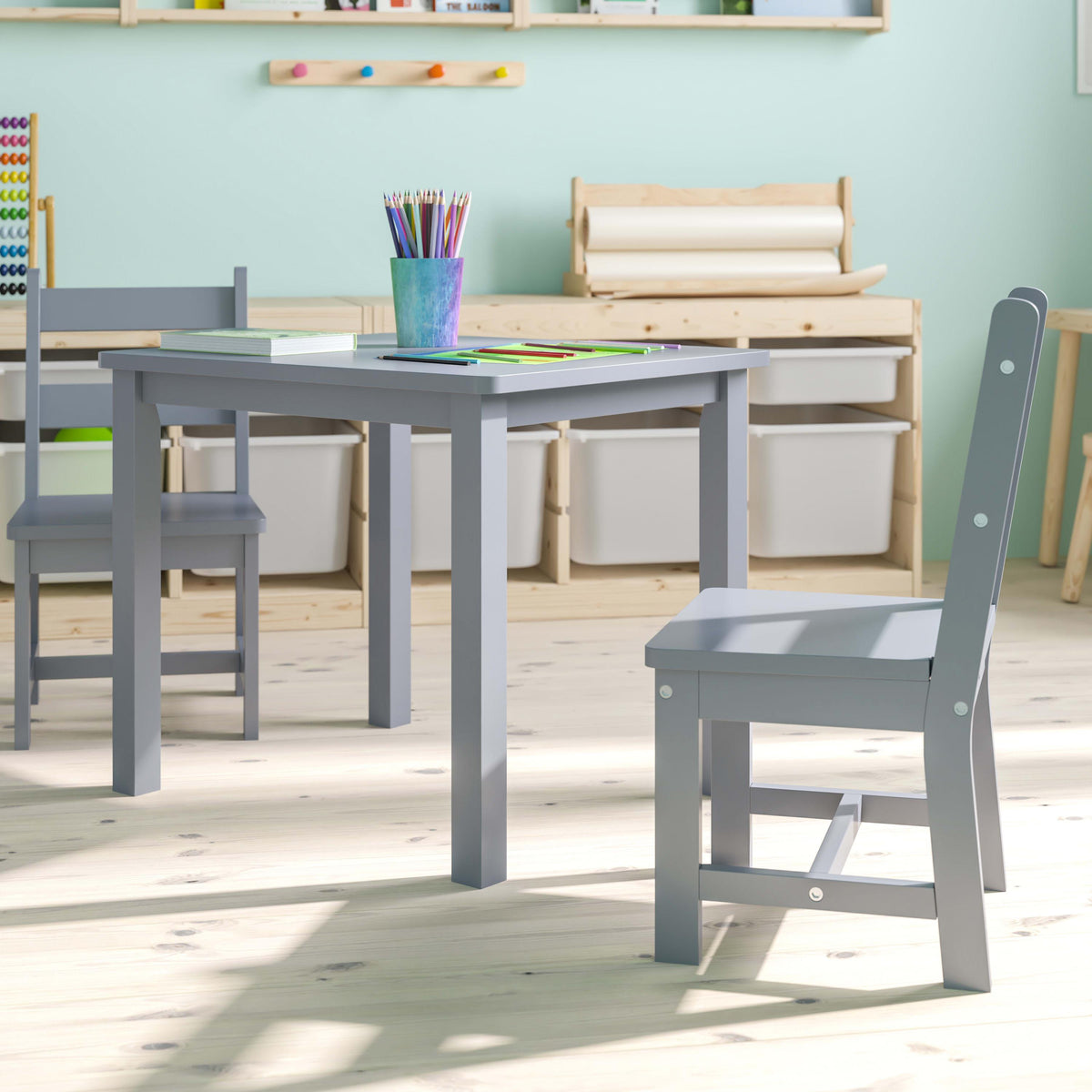 FLASH Kids Solid Hardwood Table and Chair Set 3 Piece