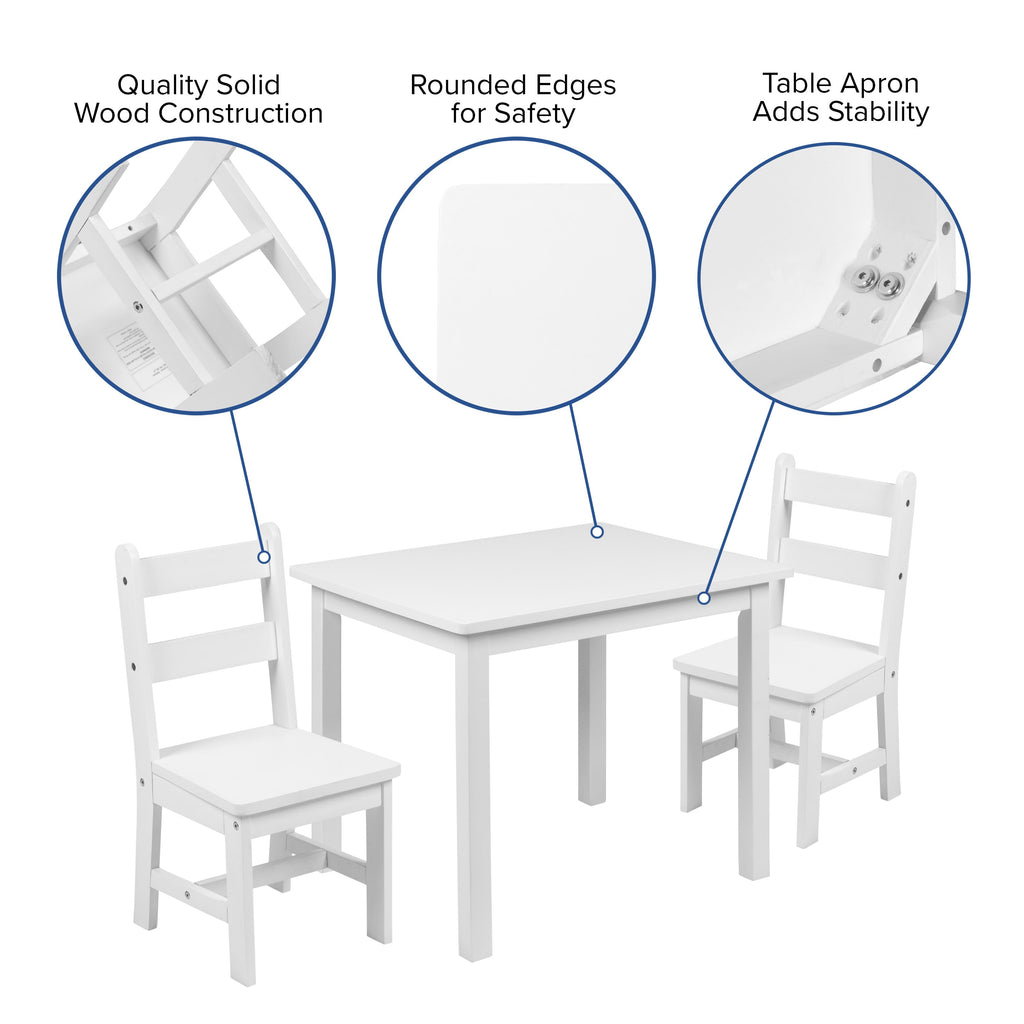 FLASH Kids Solid Hardwood Table and Chair Set 3 Piece