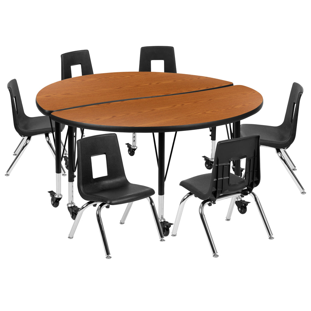 FLASH 47.5" Circle Wave Flexible Activity Table Set with 14" Stack Chairs