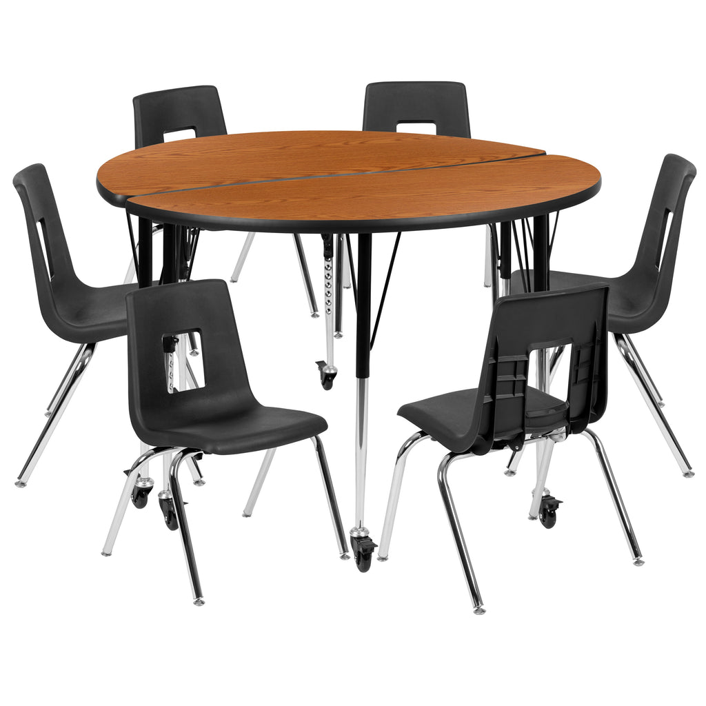 FLASH 47.5" Circle Wave Flexible Activity Table Set with 16" Stack Chairs