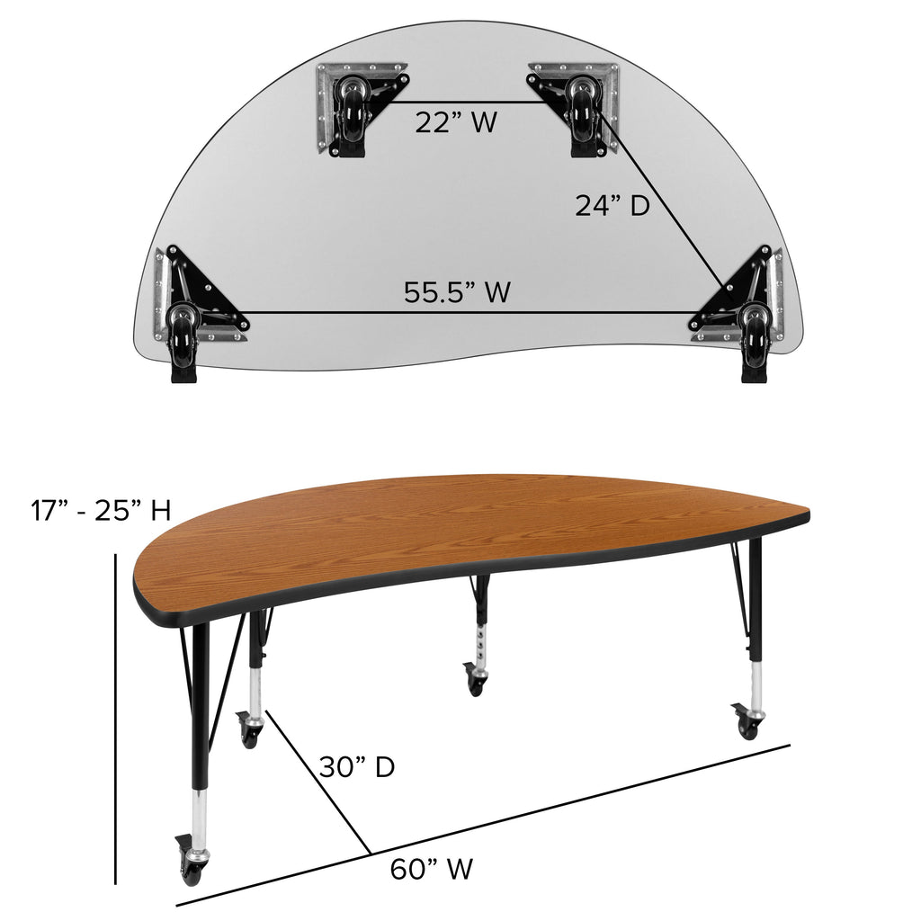 FLASH 60" Circle Wave Flexible Activity Table Set with 12" Stack Chairs