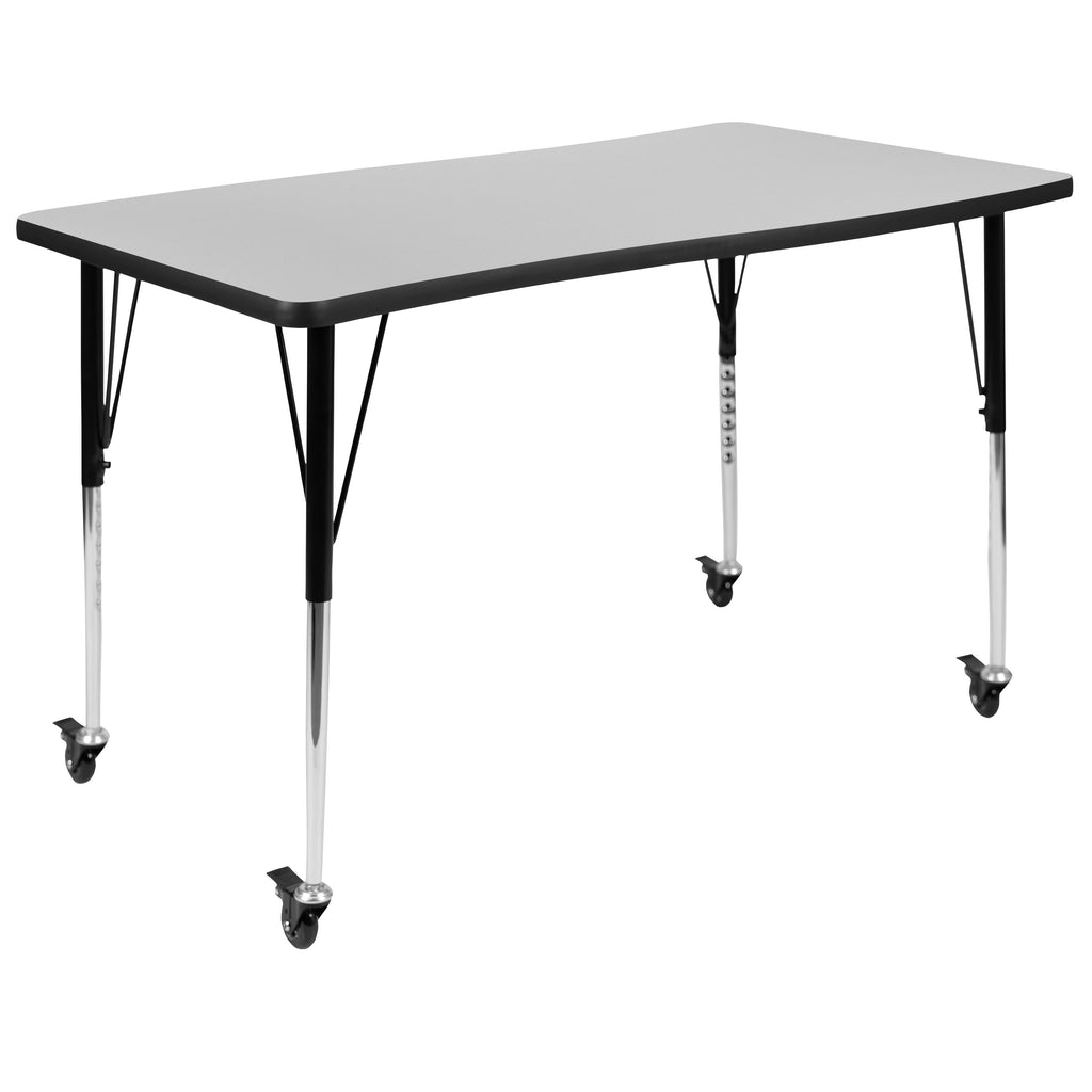 FLASH 76" Oval Wave Flexible Activity Table Set with 18" Stack Chairs