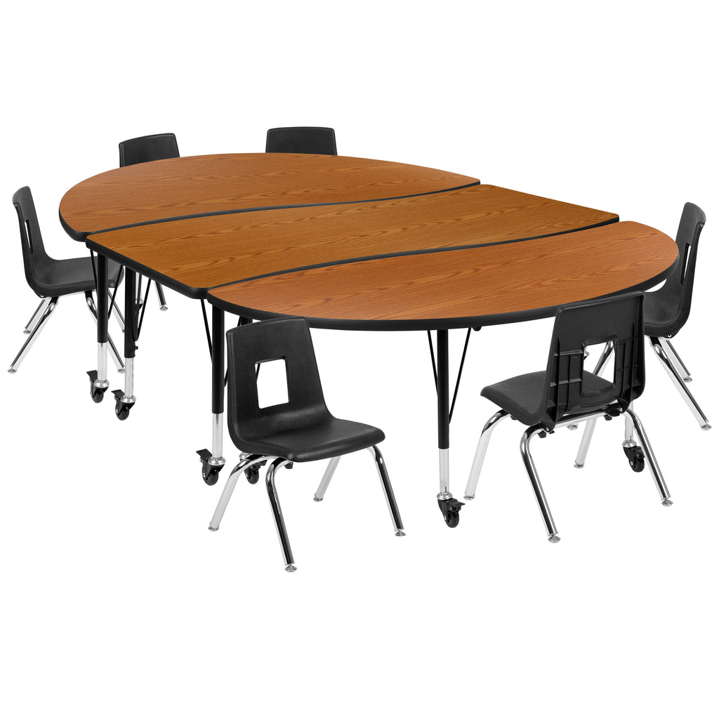 FLASH 86" Oval Wave Flexible Activity Table Set with 12" Stack Chairs