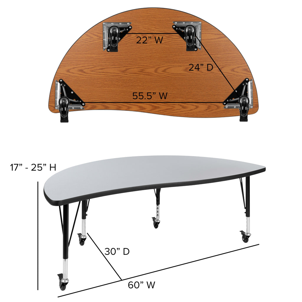 FLASH 86" Oval Wave Flexible Activity Table Set with 12" Stack Chairs